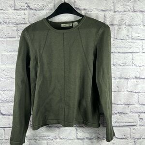 Orvis Ladies green sweater Sz Small 90% Cotton and 10% Cashmere